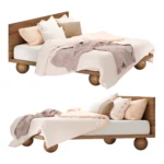 Двуспальная кровать Minshuku японская серия Weibog 3D модель скачать на ru.cg.market 3ds max Corona Render