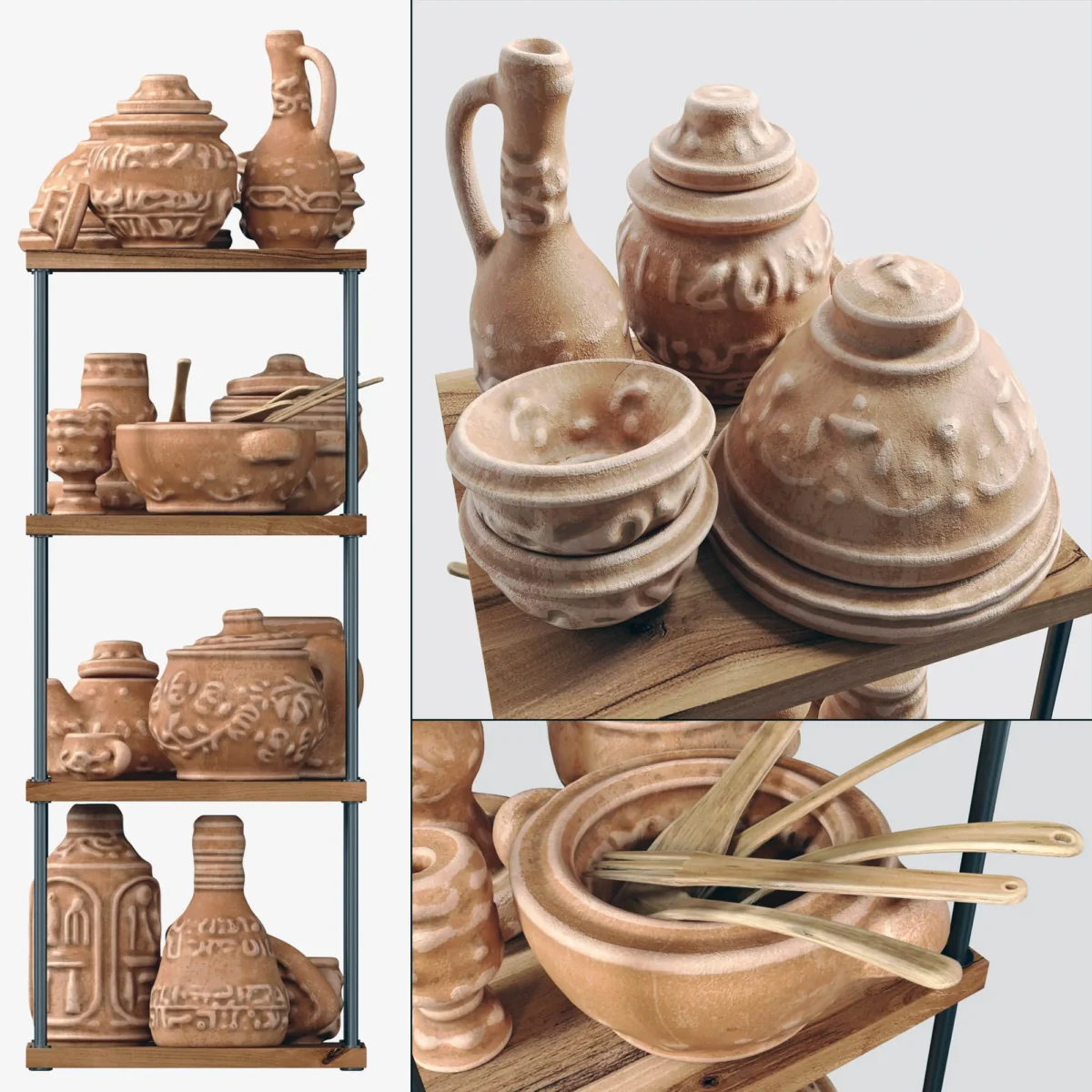 Посуда из глины N24 3D модель скачать на ru.cg.market, 3ds max, Corona Render