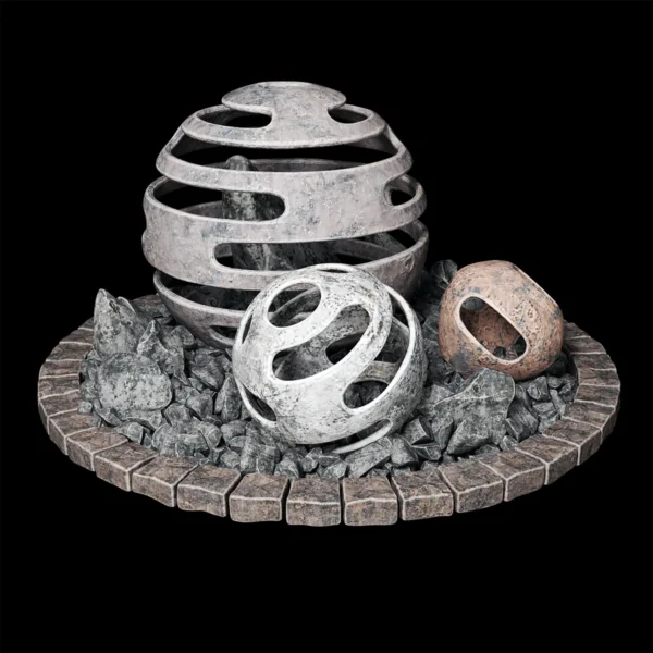 Старая каменная клумба с сферическим декором 3D модель скачать на ru.cg.market, 3ds max, V-Ray