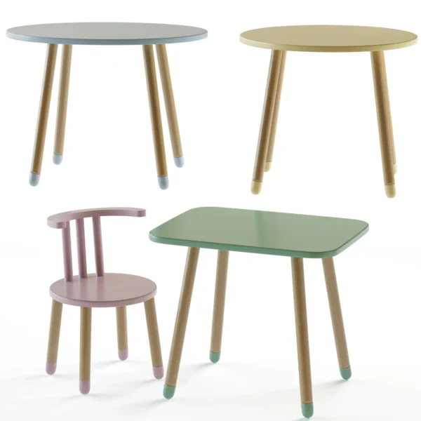 Стол и стулья для детской от Oozor 3D модель скачать на ru.cg.market, 3ds max, Corona Render.